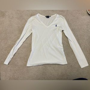 Ralph Lauren Sport white long sleeve vneck